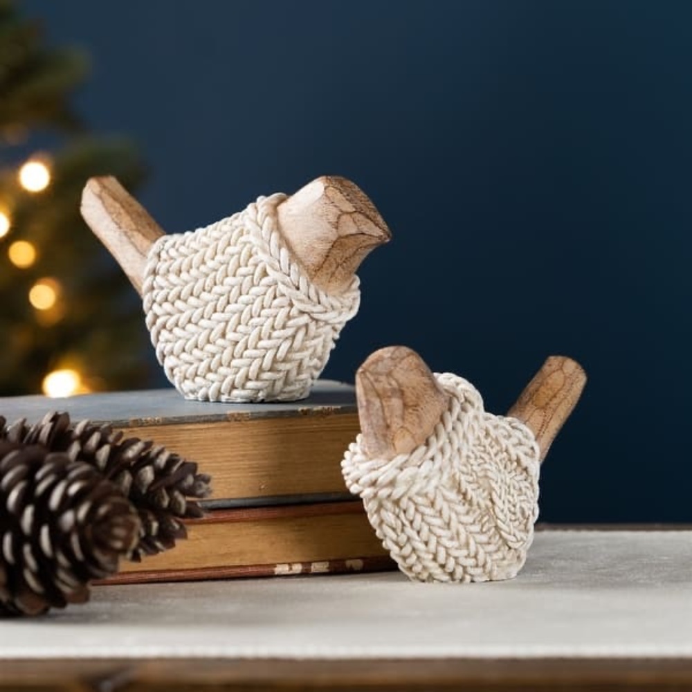 Wooden Bird with Sweater figurine home decor - Picture 3 of 10